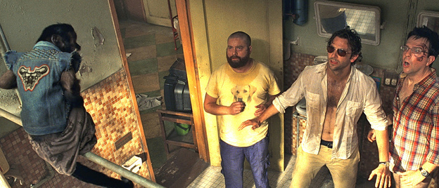 Zach Galifianakis, Bradley Cooper and Ed Helms face off against a drug-dealing monkey in the sequel to the 2009 bromance The Hangover.