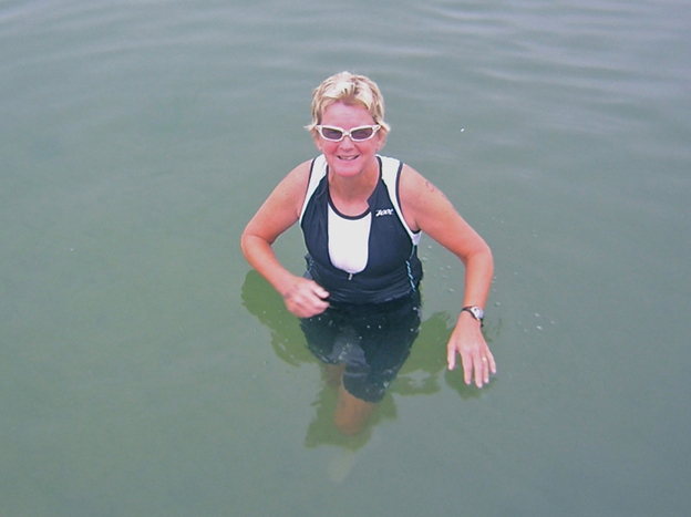 Janet Ohlsen, pictured here in 2009 after completing a triathalon, has battled depression, anxiety and bipolar disorder. After a long search for mental health care, Ohlsen found a psychotherapist with whom she clicked.