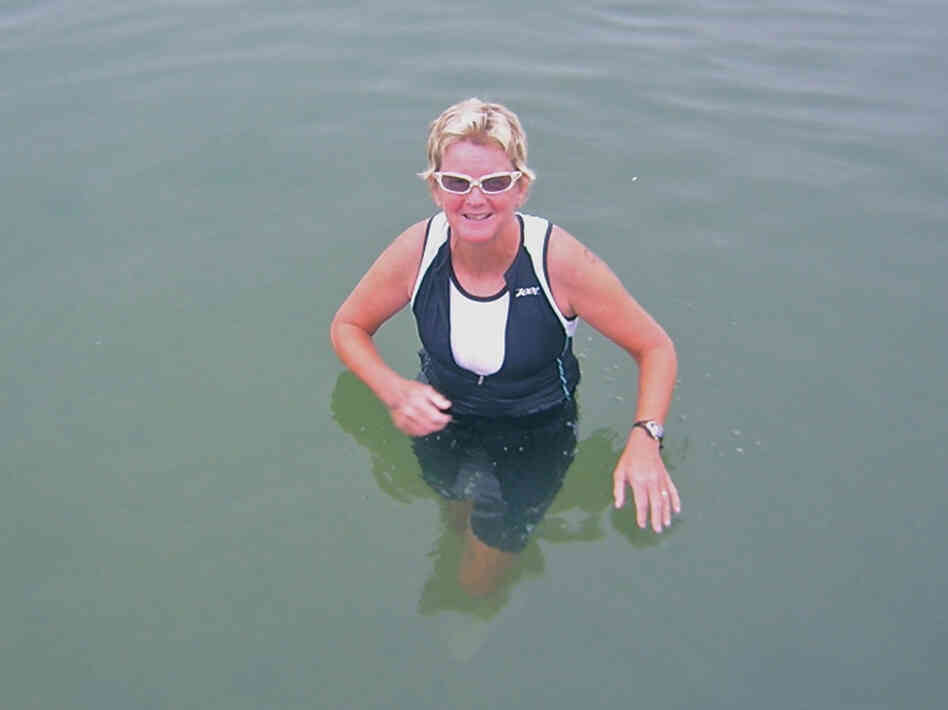 Janet Ohlsen, pictured here in 2009 after completing a triathalon, has battled depression, anxiety and bipolar disorder. After a long search for mental health care, Ohlsen found a psychotherapist with whom she clicked.