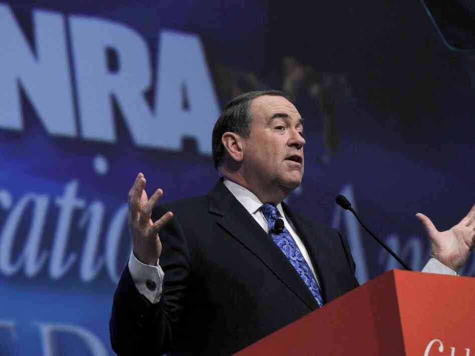 Michael Huckabee at the National Rifle Association annual meeting, Saturday, April 30, 2011.