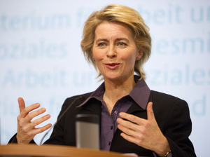 Ursula von der Leyen, the German labor minister, says voluntary gender quotas set by companies won't be sufficient. "I want to see concrete figures and results from the DAX top 30 post-haste. Otherwise we will start negotiating with legal measures," she says. Ursula von der Leyen, the German labor minister, says voluntary gender quotas set by companies won't be sufficient. "I want to see concrete figures and results from the DAX top 30 post-haste. Otherwise we will start negotiating with legal measures," she says.