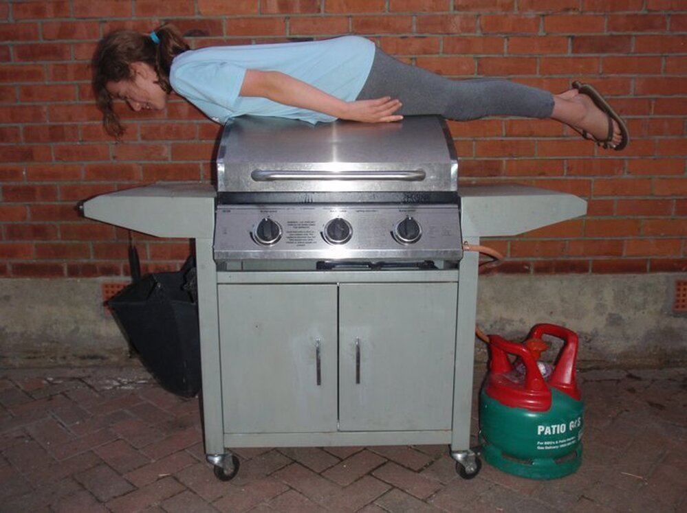 Planking on a bbq.