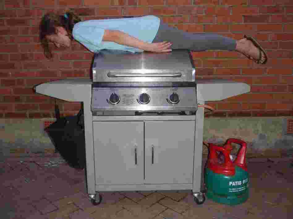 Planking on a bbq.