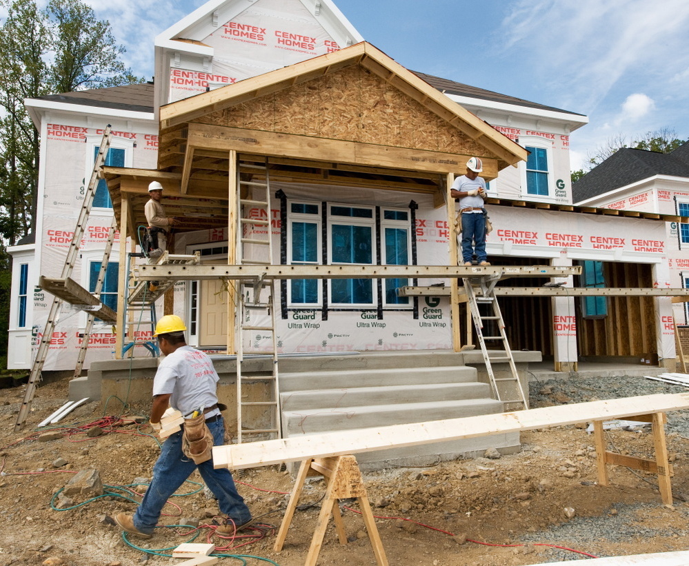 Construction workers in New Bristow Village, Virginia.