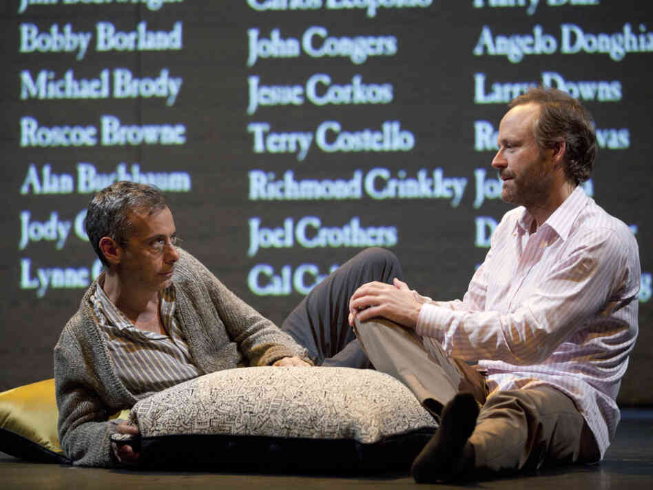 Joe Mantello as Larry Kramer's alter ego Ned Weeks and John Benjamin Hickey as Felix Turner in the revival of The Normal Heart on Broadway.