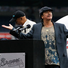 ATLANTA, GA - MAY 15: Musician Carlos Santana prior to receiving the MLB Beacon Awards at the Civil Rights game between the Atlanta Braves and the Philadelphia Phillies at Turner Field in Atlanta, Georgia. ATLANTA, GA - MAY 15: Musician Carlos Santana prior to receiving the MLB Beacon Awards at the Civil Rights game between the Atlanta Braves and the Philadelphia Phillies at Turner Field in Atlanta, Georgia.