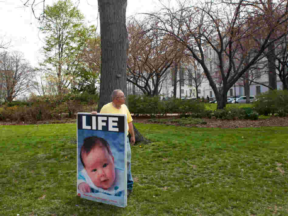 Stewart Schwartz of Laurel, Md., attends a rally opposing federal funding for Planned Parenthood on Capitol Hill on April 7, 2011.