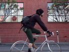 A bicyclist on the move in San Francisco. A bicyclist on the move in San Francisco.