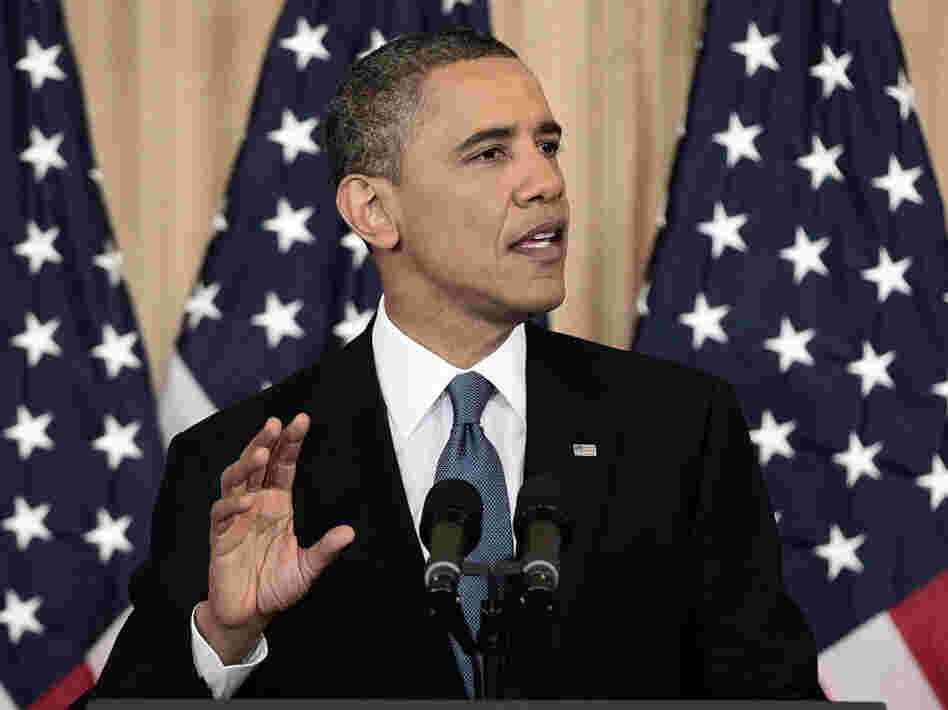 President Obama delivers a policy address on events in the Middle East and North Africa at the State Department in Washington, on Thursday.