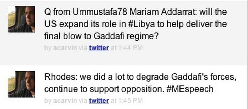 Twitter stream during the interview.