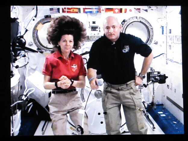 Expedition 27 flight engineer Cady Coleman and Endeavor shuttle commander Mark Kelly speak with Weekend Edition Saturday host Scott Simon (not pictured) from aboard the International Space Station.