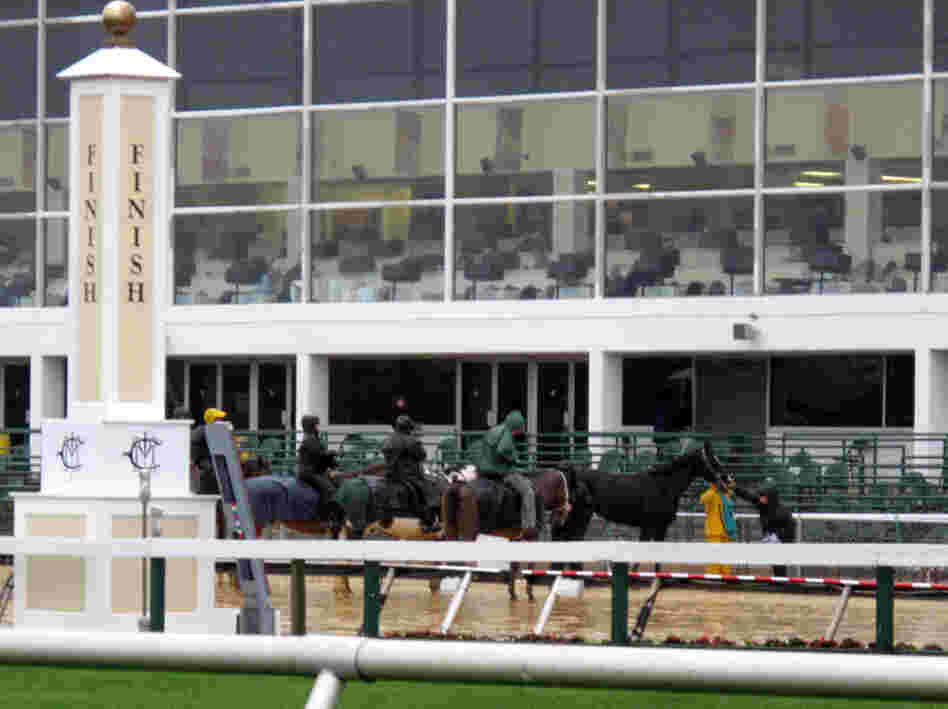 The finish line and grandstand at Pimlico Race Course in Baltimore, home of the Preakness. The track has had trouble competing with rival tracks that offer other gambling options, such as slot machines.