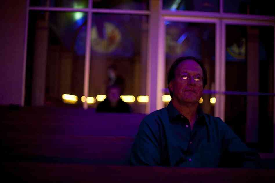 Robert Kyr listens as Conspirare performs during their dress rehearsal.  Kyr's compositions were performed by the choral group in St. Martin's Lutheran Church in Austin, Texas, Jan. 21-23.