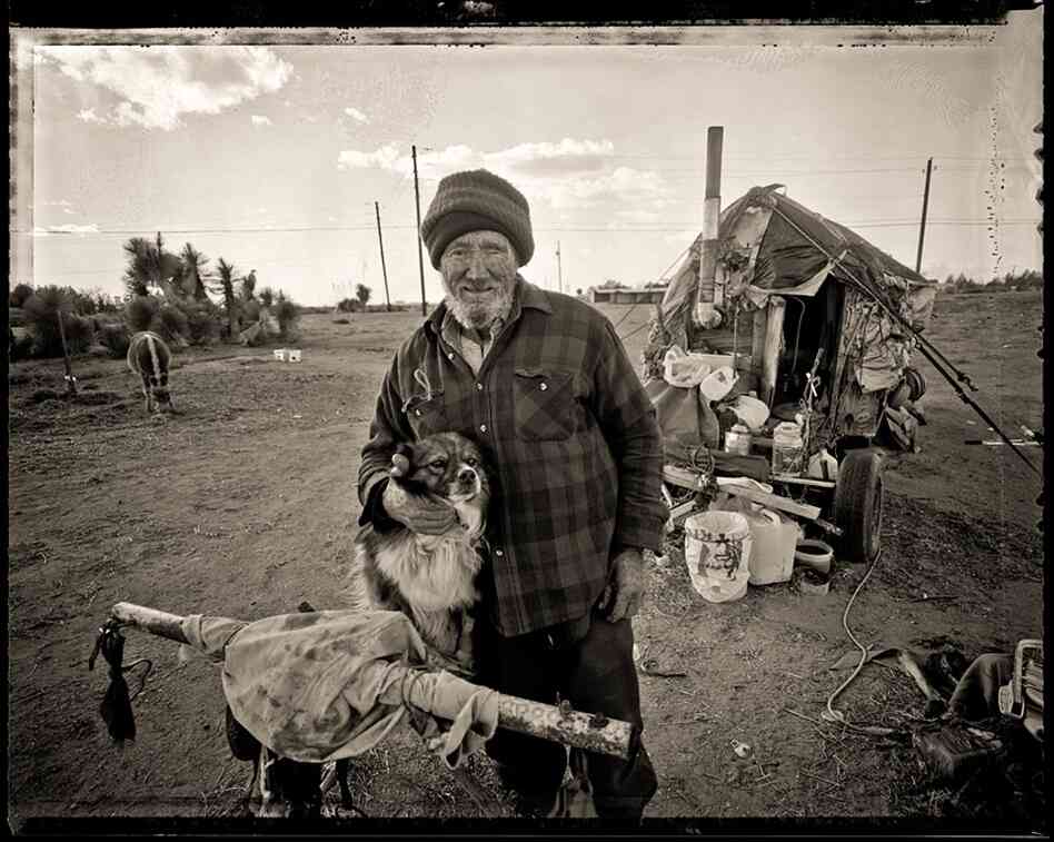 "Bob Sundown is an ex-Marine. In summers he lived in Montana and taught survival training. In winter he traveled in that trailer pulled by burros down to southern New Mexico. For years, I'd see Bob parked on Highway 14 at the corner of my road. I was always in too big a hurry. Six months into the trip we came through Deming, N.M., and there he was. We pulled up next to him and spent the night t...