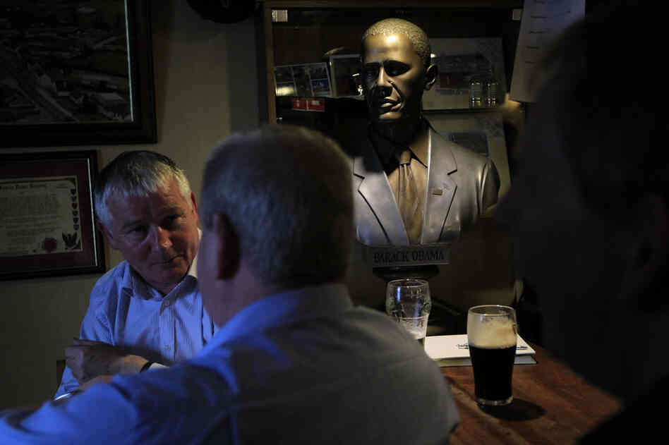 A bust of Obama stands on the bar of Ollie Hayes pub in Moneygall. 