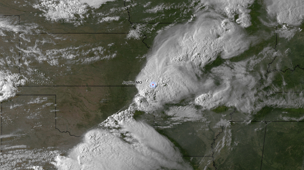 From space, the storm that hit Joplin, Mo., on Sunday (May 22, 2011) included a powerful tornado that left dozens of people dead.