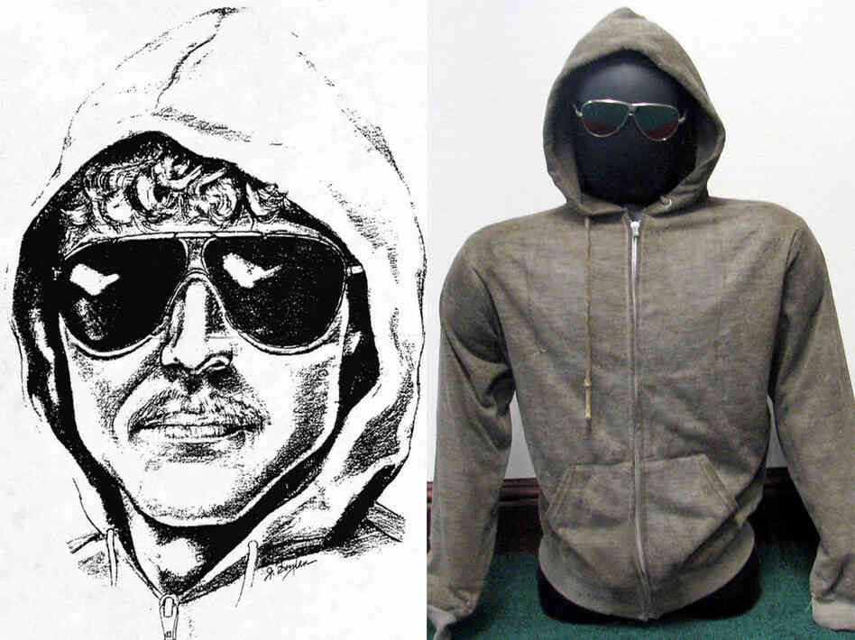 A composite shows the iconic sketch of Ted Kaczynski released by the FBI and, years later, his hoodie and sunglasses, now up for auction.