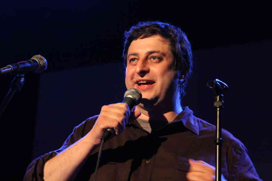 Co-host Eugene Mirman warms up the crowd. 