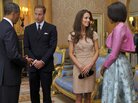 President Barack Obama and first lady Michelle Obama talked with Prince William, duke of Cambridge and Catherine, duchess of Cambridge at Buckingham Palace earlier today (May 24, 2011). President Barack Obama and first lady Michelle Obama talked with Prince William, duke of Cambridge and Catherine, duchess of Cambridge at Buckingham Palace earlier today (May 24, 2011).