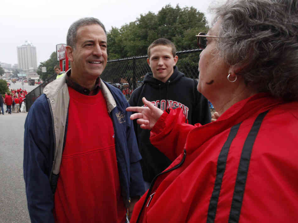 Russ Feingold outside Camp Randall Stadium before a University of Wisconsin football game, Sept. 11, 2010.
