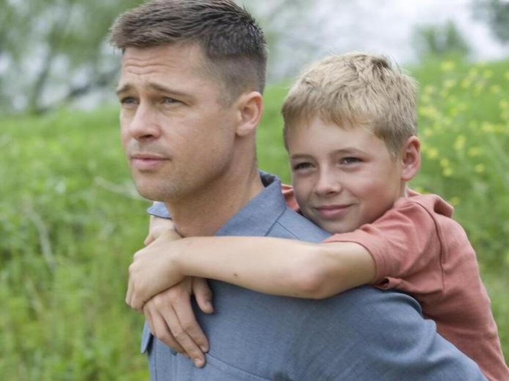 Laramie Eppler (right) plays one of Pitt's kids in the film, which recently won the Cannes Film Festival's Palme d'Or prize.