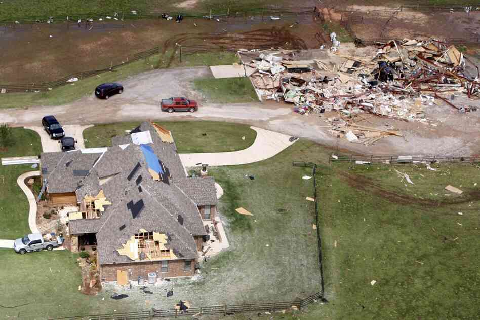 Two tornado damaged homes in Newcastle, Okla. 