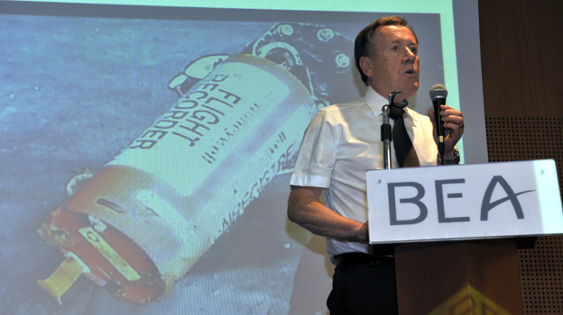 Alain Bouillard of France's air incident investigation bureau held a news conference on May 12 near Paris. On Friday, the agency, known as the BEA, released its first formal statement on the crash of Air France 447.
