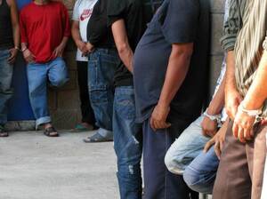 Suspected members of the Mara Salvatrucha gang under arrest at a San Salvador police station. The 24 suspects were arrested in a police raid. Police officials say they're accused of major crimes including homicide, rape, extortion and drug possession. Suspected members of the Mara Salvatrucha gang under arrest at a San Salvador police station. The 24 suspects were arrested in a police raid. Police officials say they're accused of major crimes including homicide, rape, extortion and drug possession.