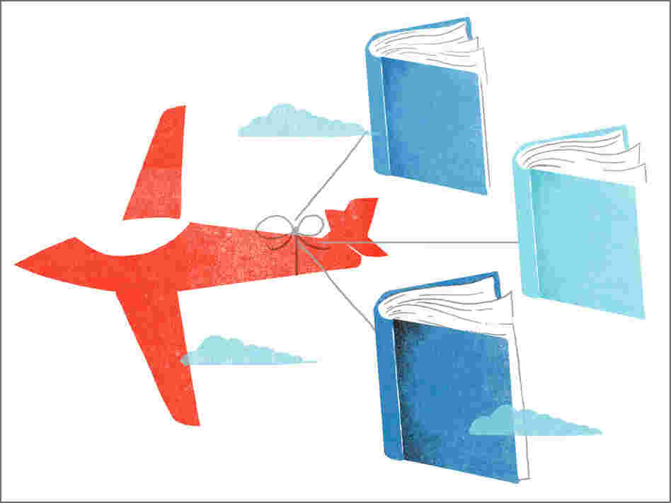 Illustration: Airplane with books Illustration: Airplane with books