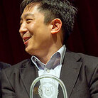 Van Cliburn presents Christopher Shih with the First Place prize for winning the Sixth  International Piano Competition for Outstanding Amateurs in Fort Worth, Texas.