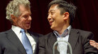 Van Cliburn presents Christopher Shih with the First Place prize for winning the Sixth International Piano Competition for Outstanding Amateurs in Fort Worth, Texas. Van Cliburn presents Christopher Shih with the First Place prize for winning the Sixth International Piano Competition for Outstanding Amateurs in Fort Worth, Texas.