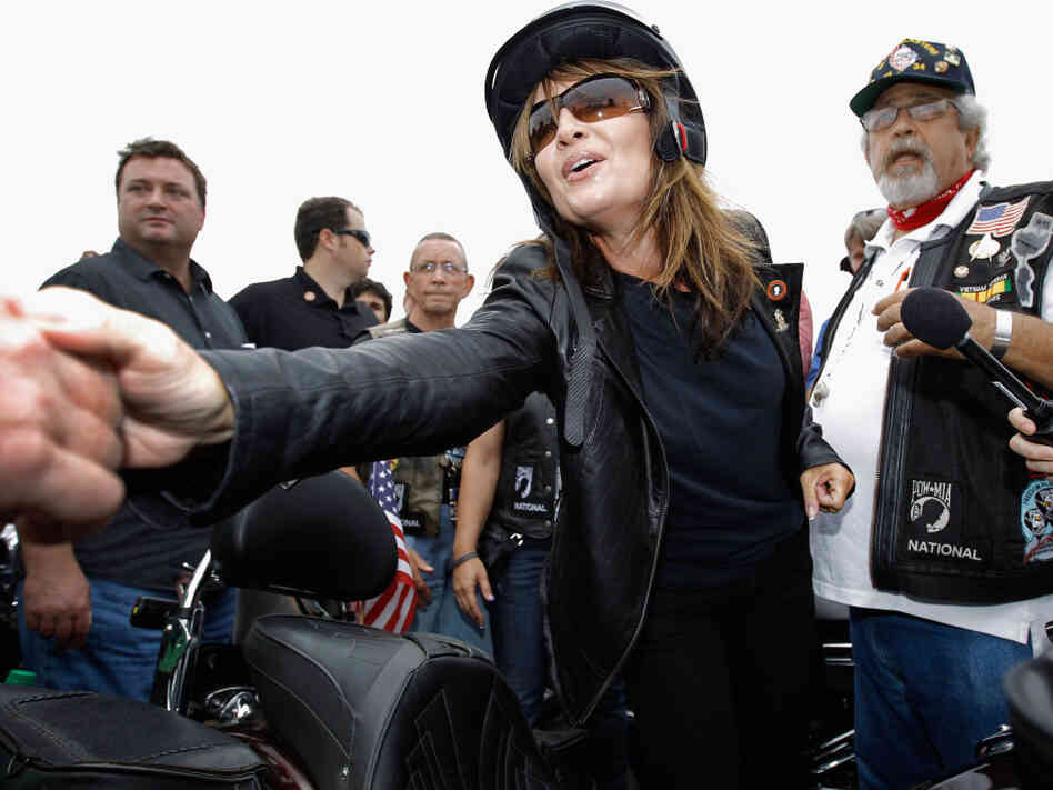 Former Alaska Gov. Sarah Palin greets some of the thousands of motorcycle enthusiasts and military veterans participating in the Rolling Thunder rally on Sunday. Former Alaska Gov. Sarah Palin greets some of the thousands of motorcycle enthusiasts and military veterans participating in the Rolling Thunder rally on Sunday.