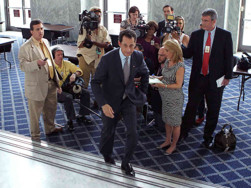 Rep. Anthony Weiner (D-NY) leaves after telling news media he was done talking about a lewd photo sent to a woman from his Twitter account.