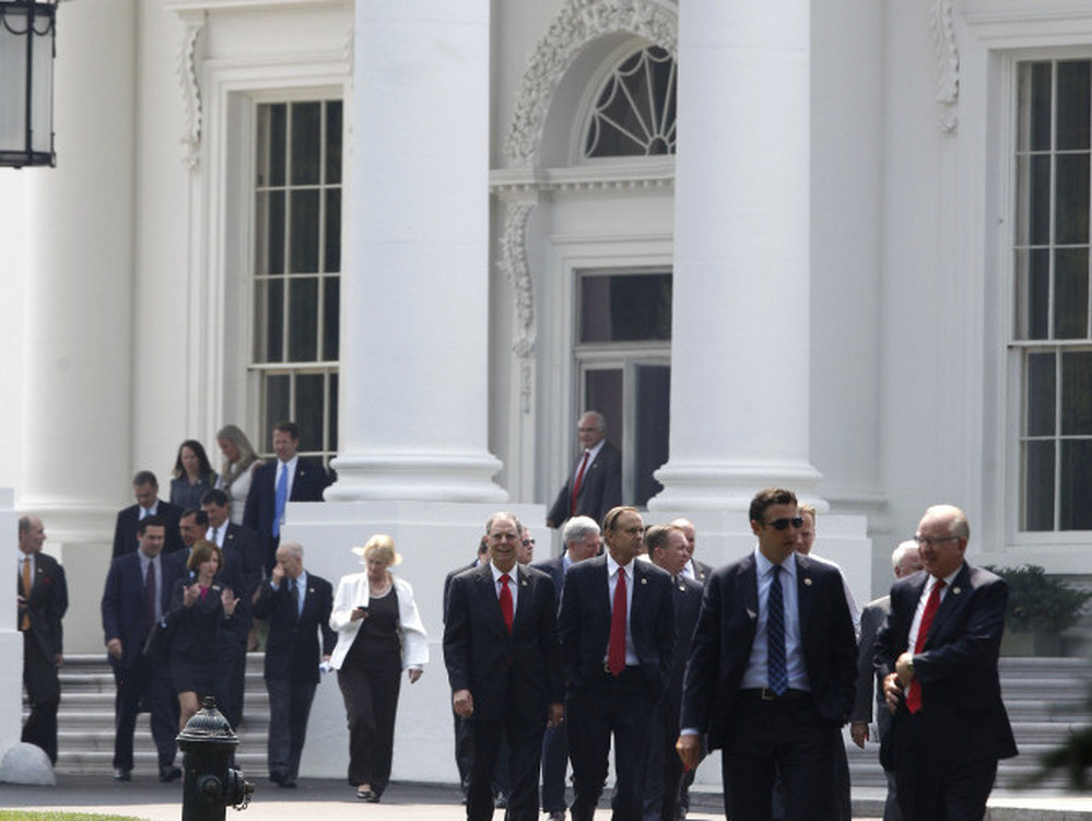 House Republicans leave the White House Wednesday after meeting with President Obama about the debt ceiling.