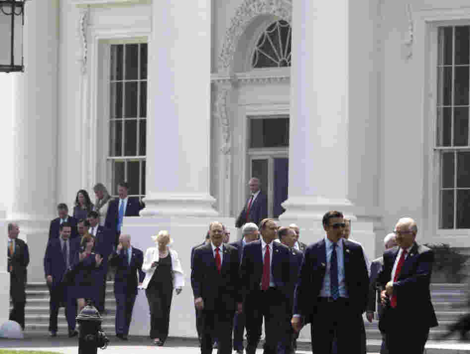 House Republicans leave the White House Wednesday after meeting with President Obama about the debt ceiling.