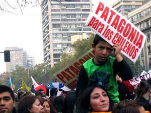 Protesters in Santiago rally against a proposed dam project in Patagonia. Government officials say the country needs more energy, in large part to support a growing copper mining industry. Protesters in Santiago rally against a proposed dam project in Patagonia. Government officials say the country needs more energy, in large part to support a growing copper mining industry.