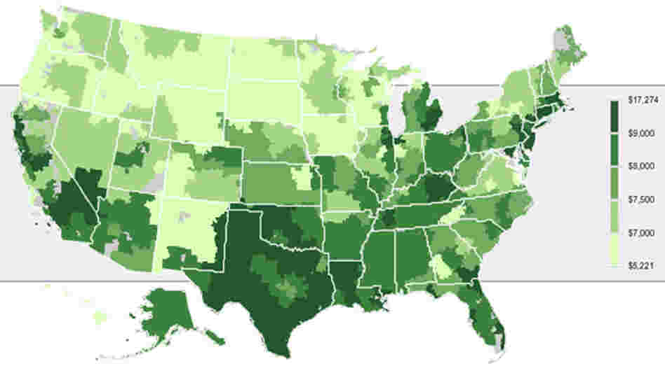 Click on the map to explore geographic variations in Medicare payments per enrollee.