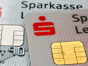 Security computer chips are seen on debit cards issued by the German bank Sparkasse, in 2010. When similar cards were introduced in France, card counterfeiting fell by 78 percent. Security computer chips are seen on debit cards issued by the German bank Sparkasse, in 2010. When similar cards were introduced in France, card counterfeiting fell by 78 percent.