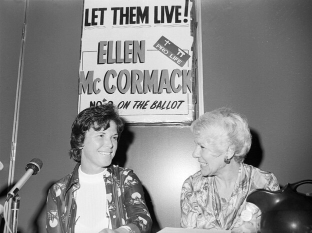Ellen McCormack, left