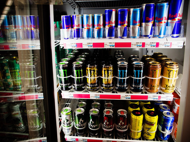 An assortment of energy drinks are offered at a drug store in Washington, D.C. Psychologists say they don't know enough about how caffeinated products like these affect teens and kids.