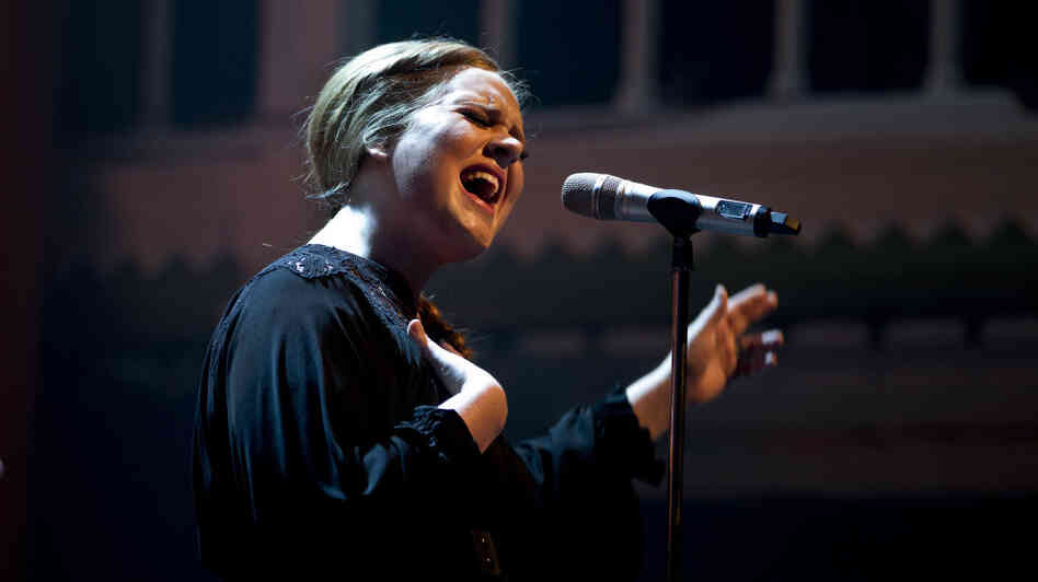 Adele on stage in Amsterdam in April.