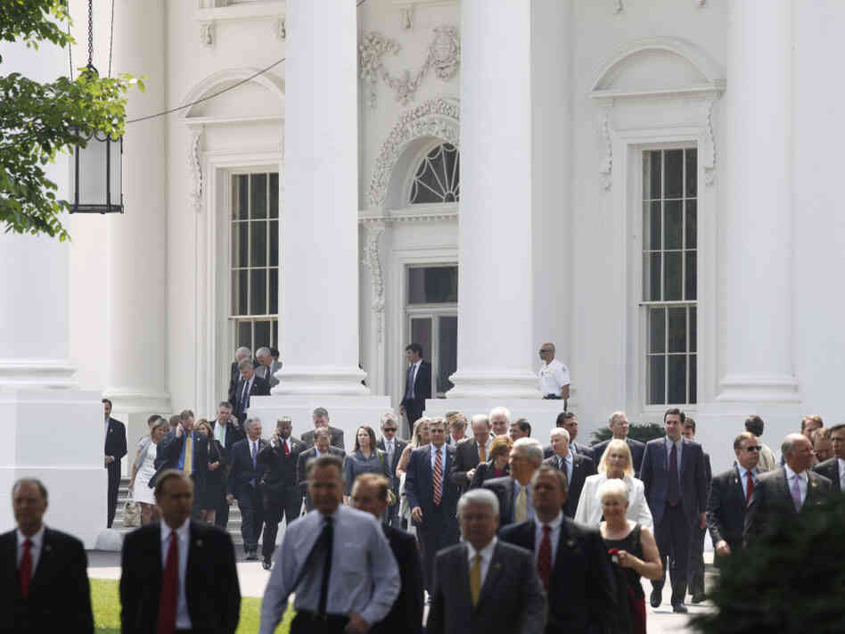 House Republicans leave the White House on June 1, after a meeting with President Obama about the debt ceiling. House Republicans leave the White House on June 1, after a meeting with President Obama about the debt ceiling.