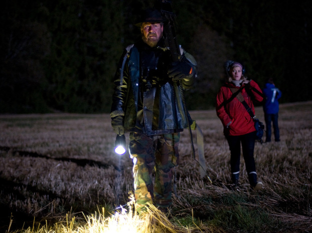 Otto Jespersen (left), Johanna Morck and Tomas Alf Larsen are on the hunt for beasts in the Scandinavian wilderness.