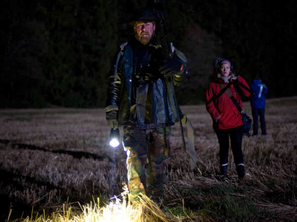Otto Jespersen (left), Johanna Morck and Tomas Alf Larsen are on the hunt for beasts in the Scandinavian wilderness.