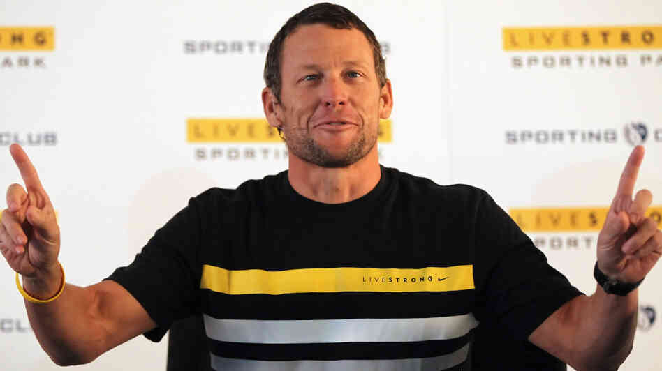 Lance Armstrong speaks at a press conference to announce the naming rights of the new Livestrong Sporting Park in Kansas City, Kan. It's the first major stadium in the U.S. named after a non-profit organization.