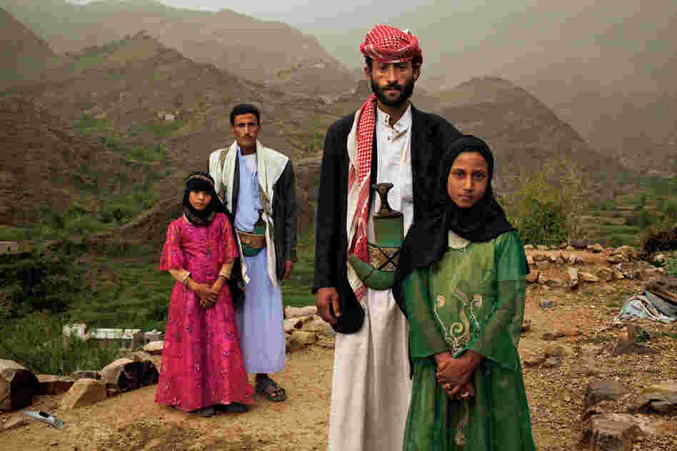"Whenever I saw him, I hid. I hated to see him," Tahani (in pink) recalls of the early days of her marriage to Majed, when she was 6 and he was 25. The young wife posed for this portrait with former classmate Ghada, also a child bride, outside their mountain home in Hajjah, Yemen.