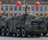 Chinese military vehicles carry the Dong Feng 21D
