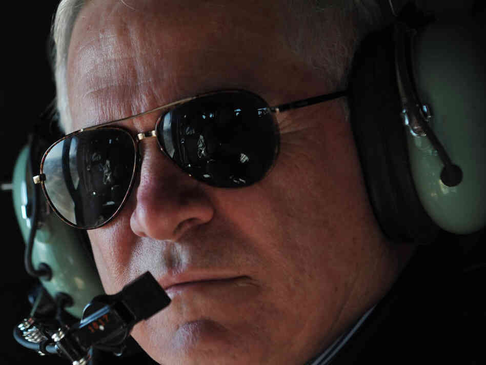 Defense Secretary Robert Gates, while on a Black Hawk helicopter flying above Kandahar province in Afghanistan on March 8, 2011. Defense Secretary Robert Gates, while on a Black Hawk helicopter flying above Kandahar province in Afghanistan on March 8, 2011.