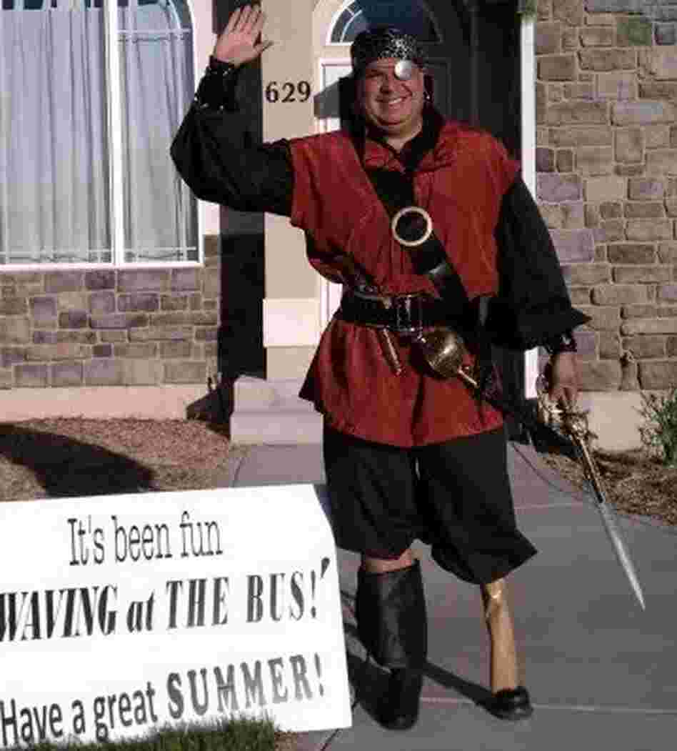 Dale Price, perhaps the most embarrassing dad ever, on the last day of his costumed goodbyes to his son. Dale Price, perhaps the most embarrassing dad ever, on the last day of his costumed goodbyes to his son.