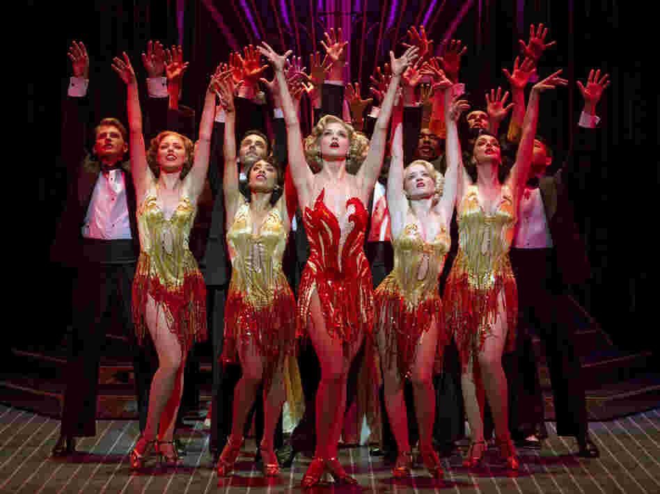 Sutton Foster (center) stars as Reno Sweeney, an evangelist turned nightclub singer, in this season's revival of Anything Goes.